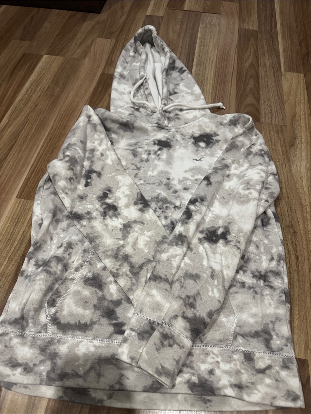 Hollister Men's Gray Tie-Dye Zip-Up Hoodie
